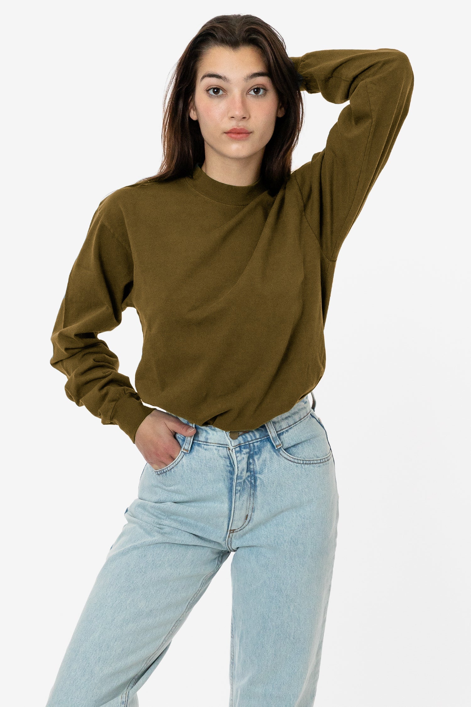 1406GD Unisex - Long Sleeve Garment Dye Mockneck T-Shirt - Image 7
