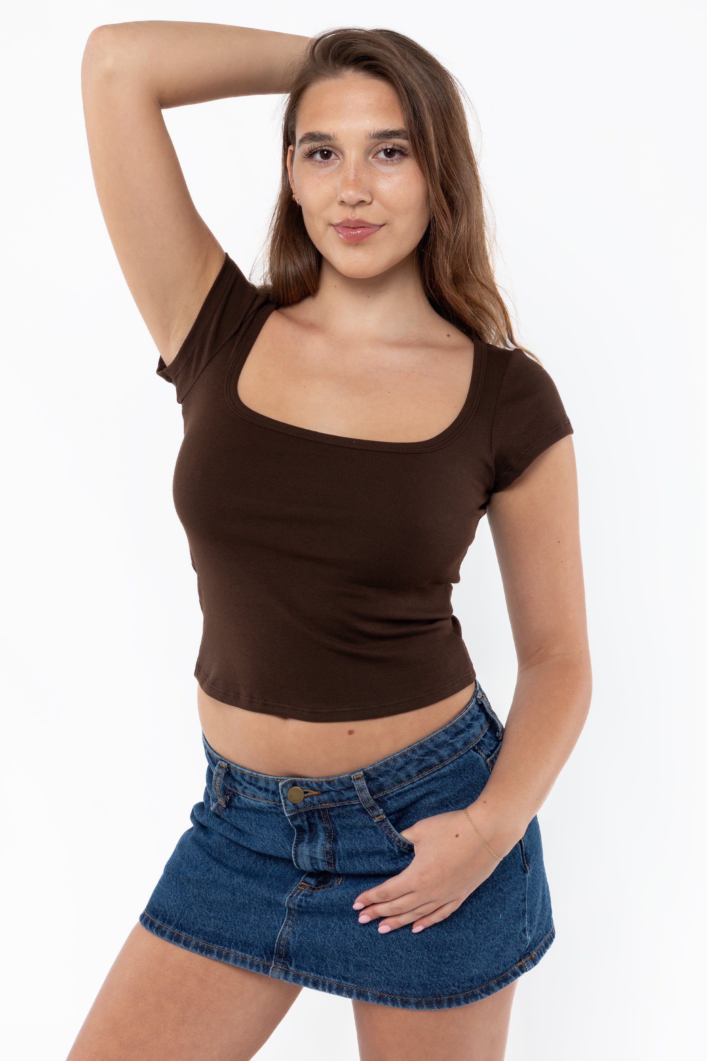 43023 - Baby Rib Square Neck Cap Sleeve Tee - Image 8