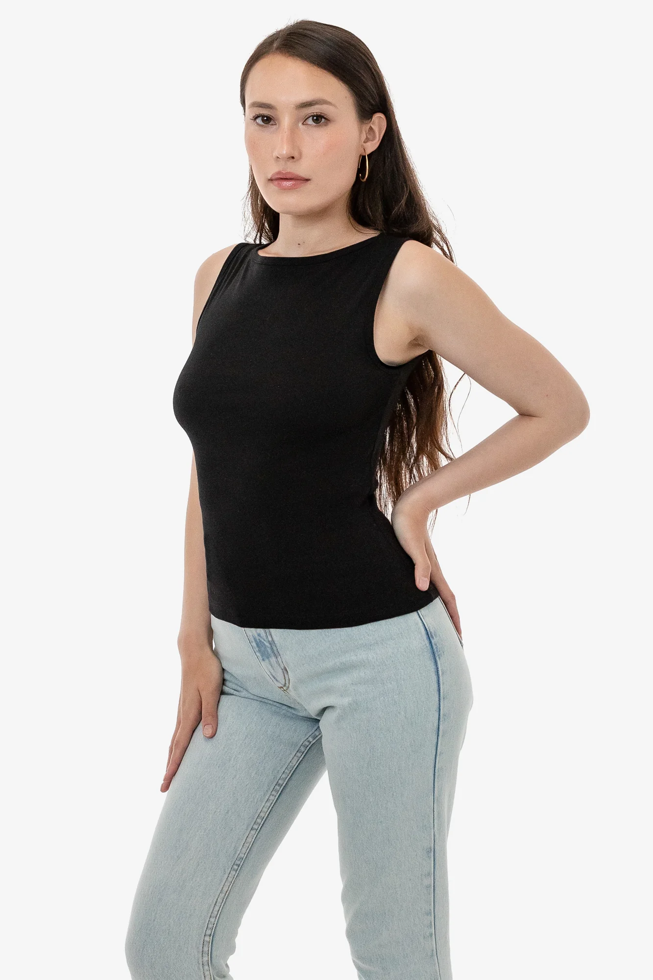 43045 - Baby Rib Sleeveless Boatneck Top - Image 2