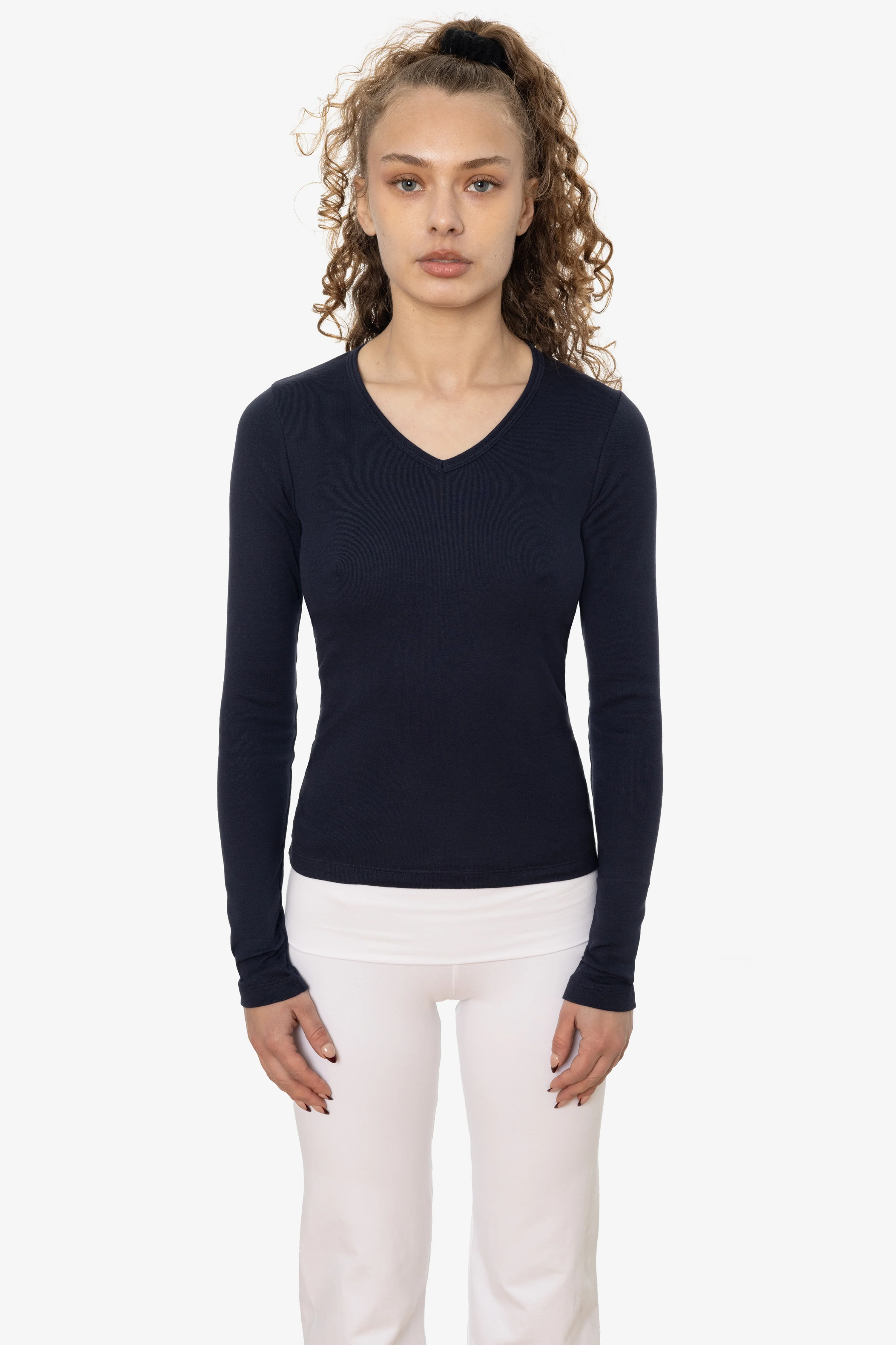 43076 - Baby Rib L/S V-Neck Tee