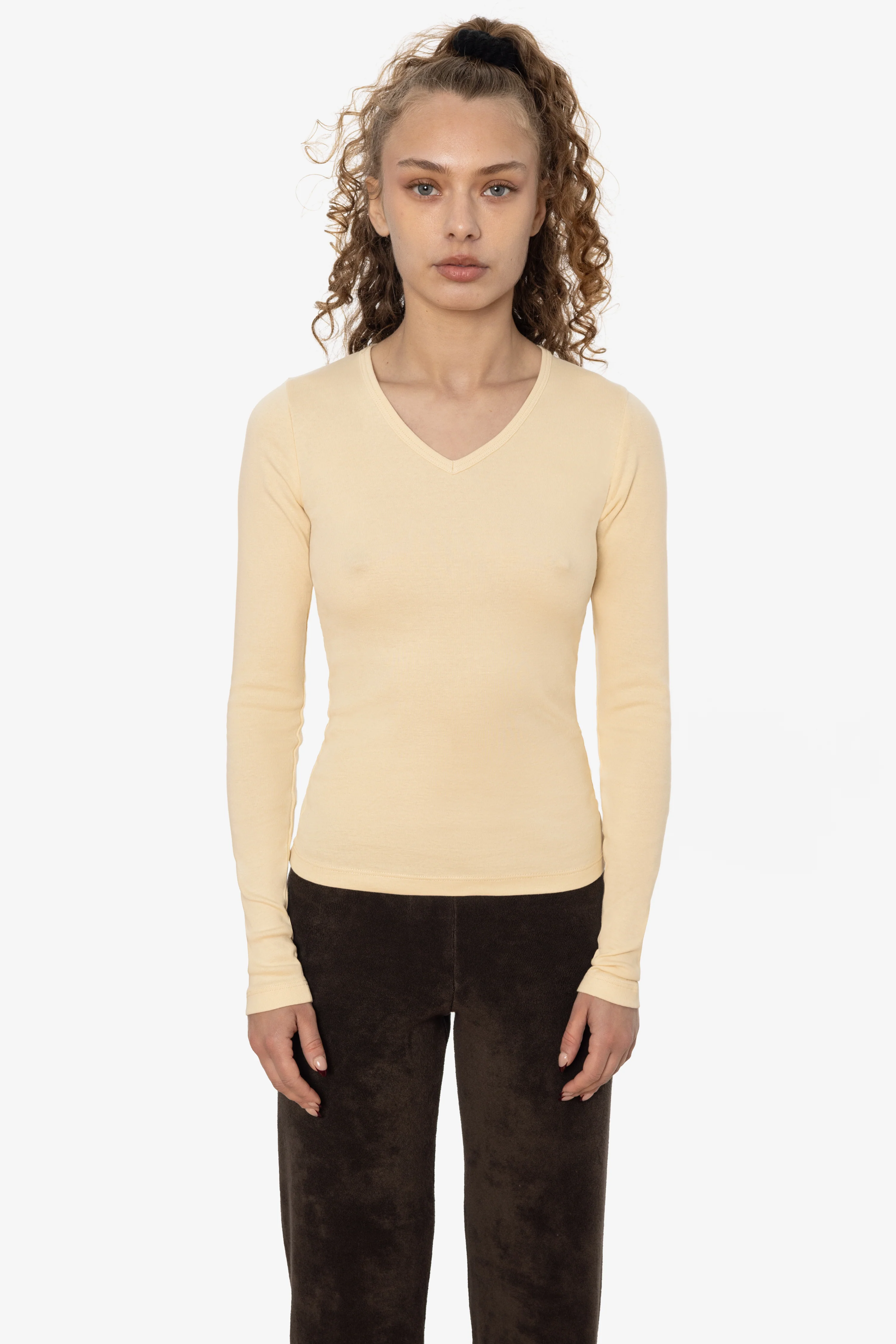 43076 - Baby Rib L/S V-Neck Tee - Image 2
