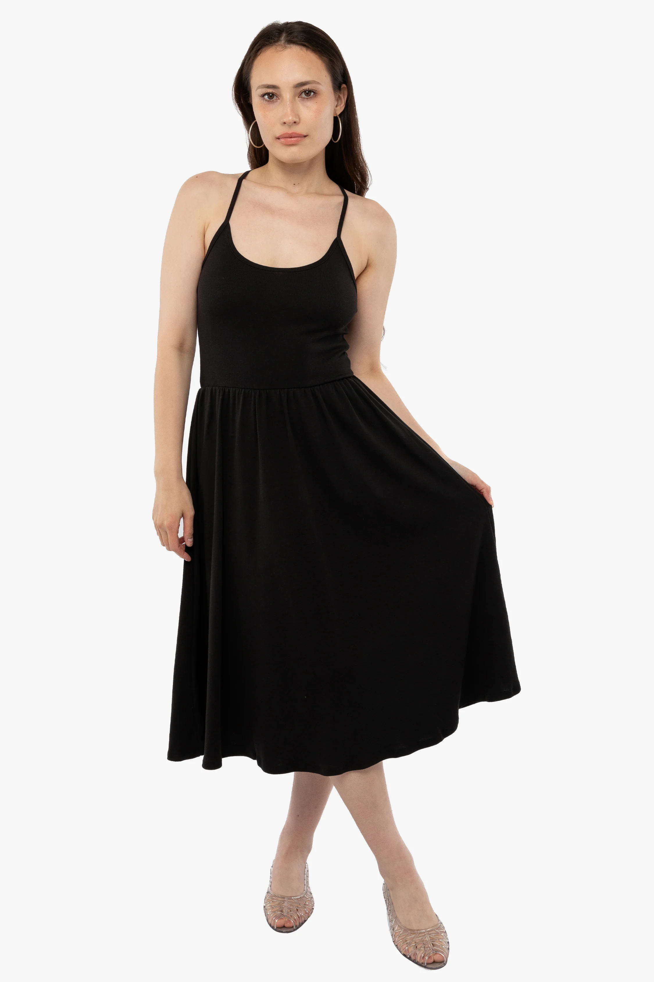 43208X - Baby Rib Cross Back Midi Dress - Image 2