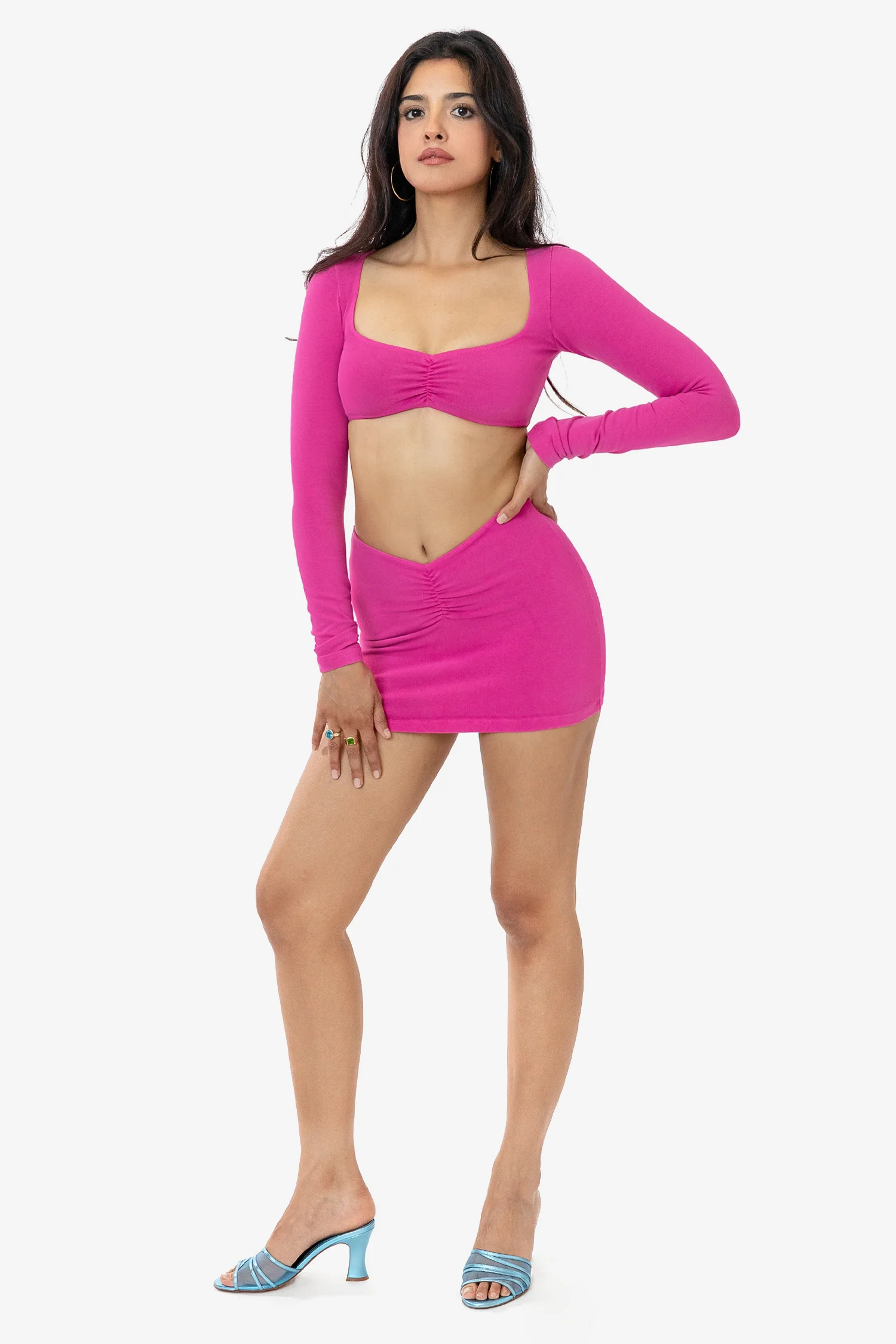 8387GD - Garment Dye Ruched Long Sleeve Micro Crop Top - Image 11