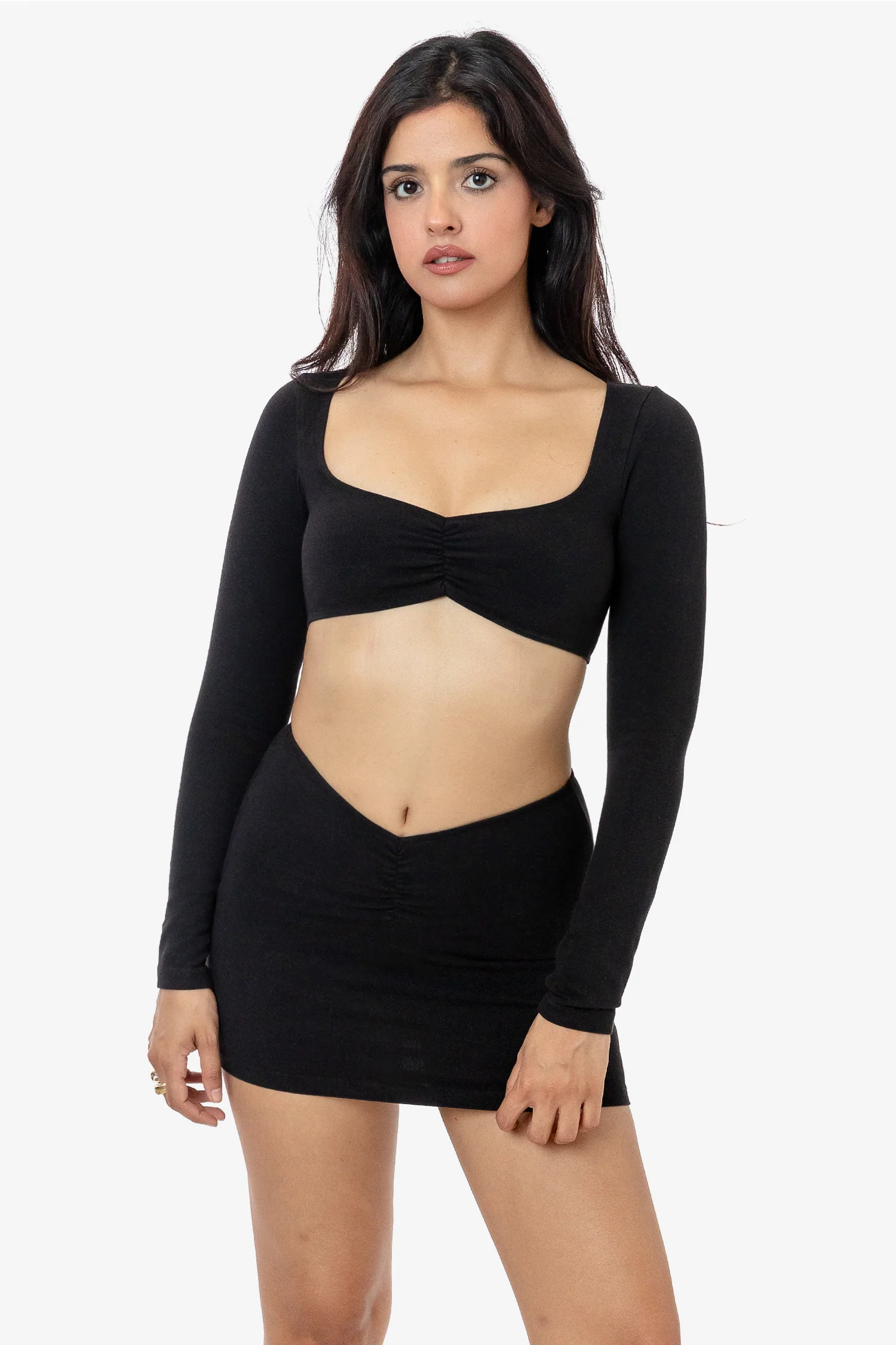 8387GD - Garment Dye Ruched Long Sleeve Micro Crop Top - Image 5