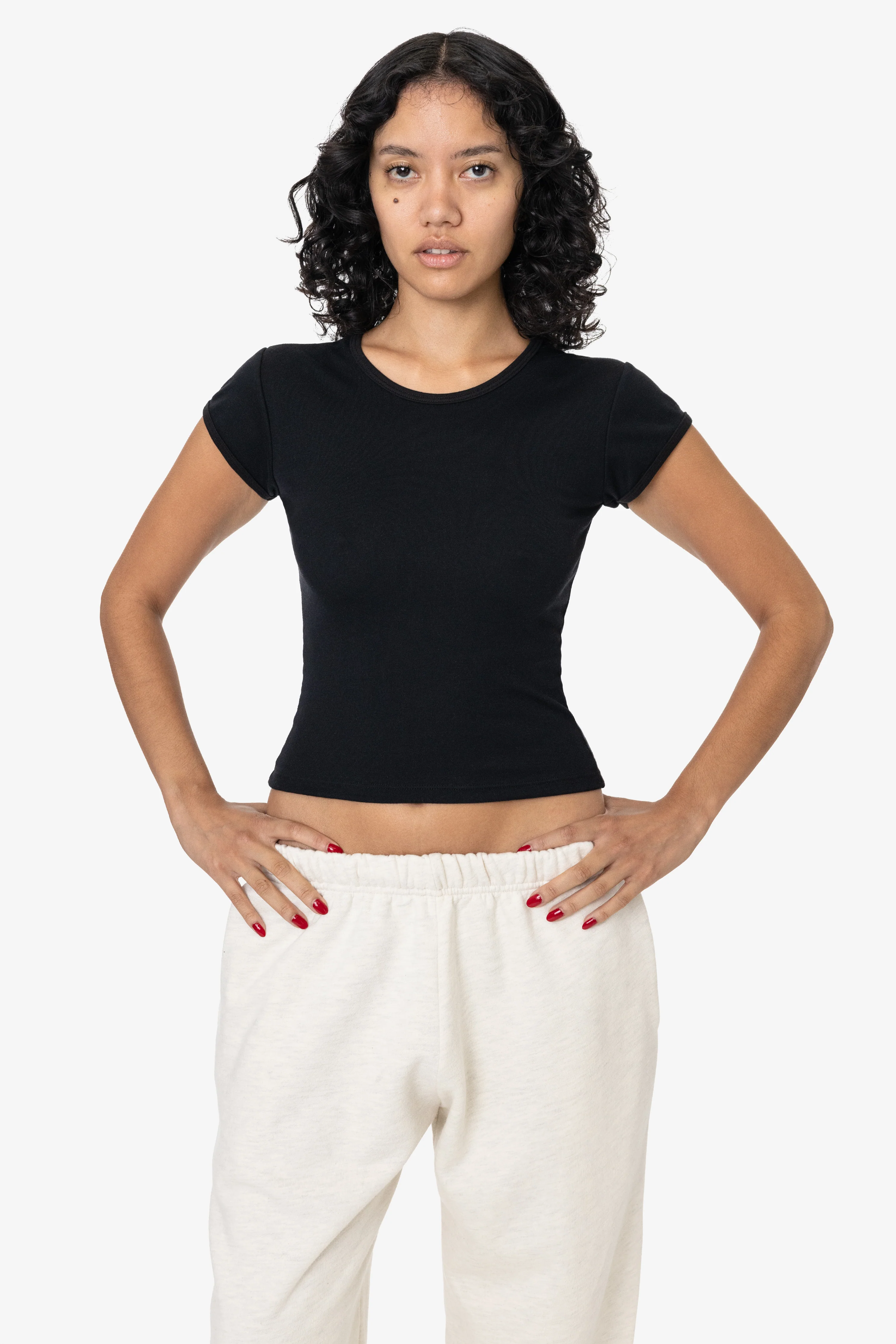 FFR3035L - Poly Cotton Baby Rib Cap Sleeve Tee - Image 2