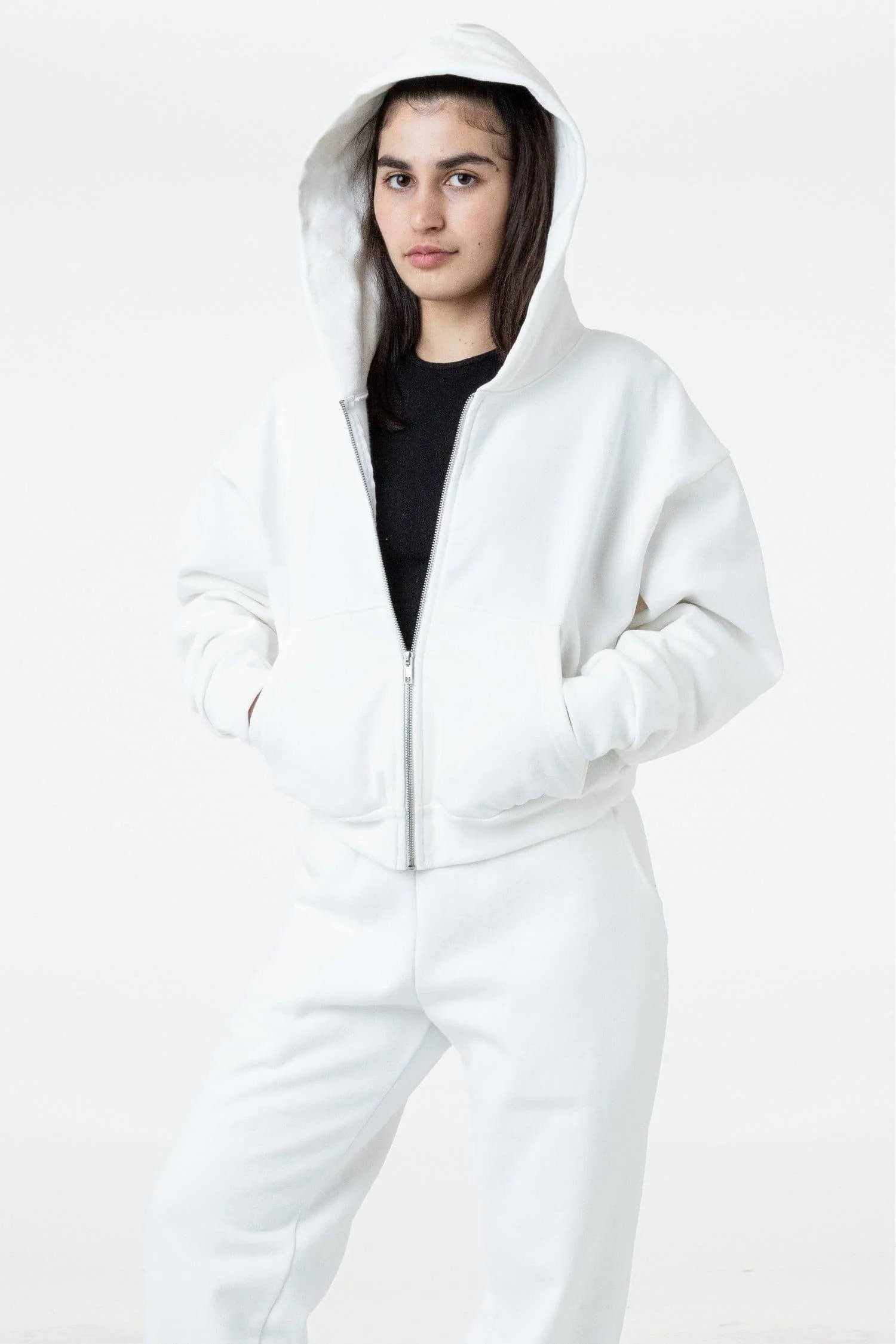 HF16 - Heavy Fleece Cropped Zip-Up Hoodie (Piece Dye) - Image 10