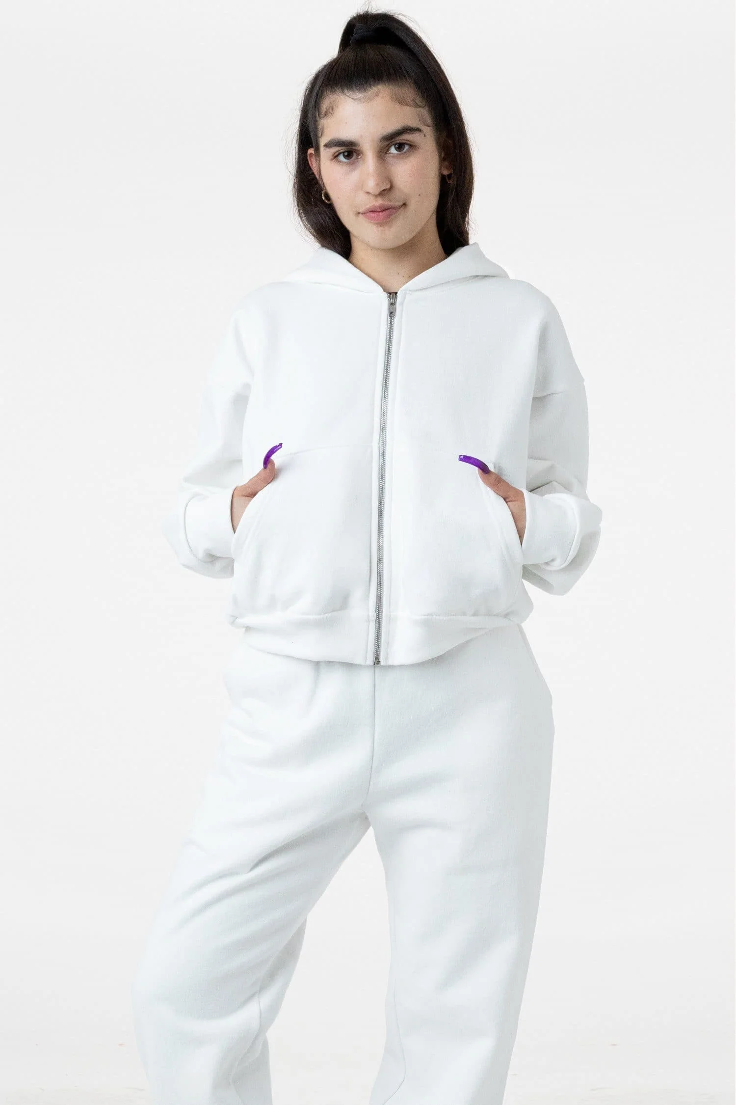 HF16 - Heavy Fleece Cropped Zip-Up Hoodie (Piece Dye) - Image 11