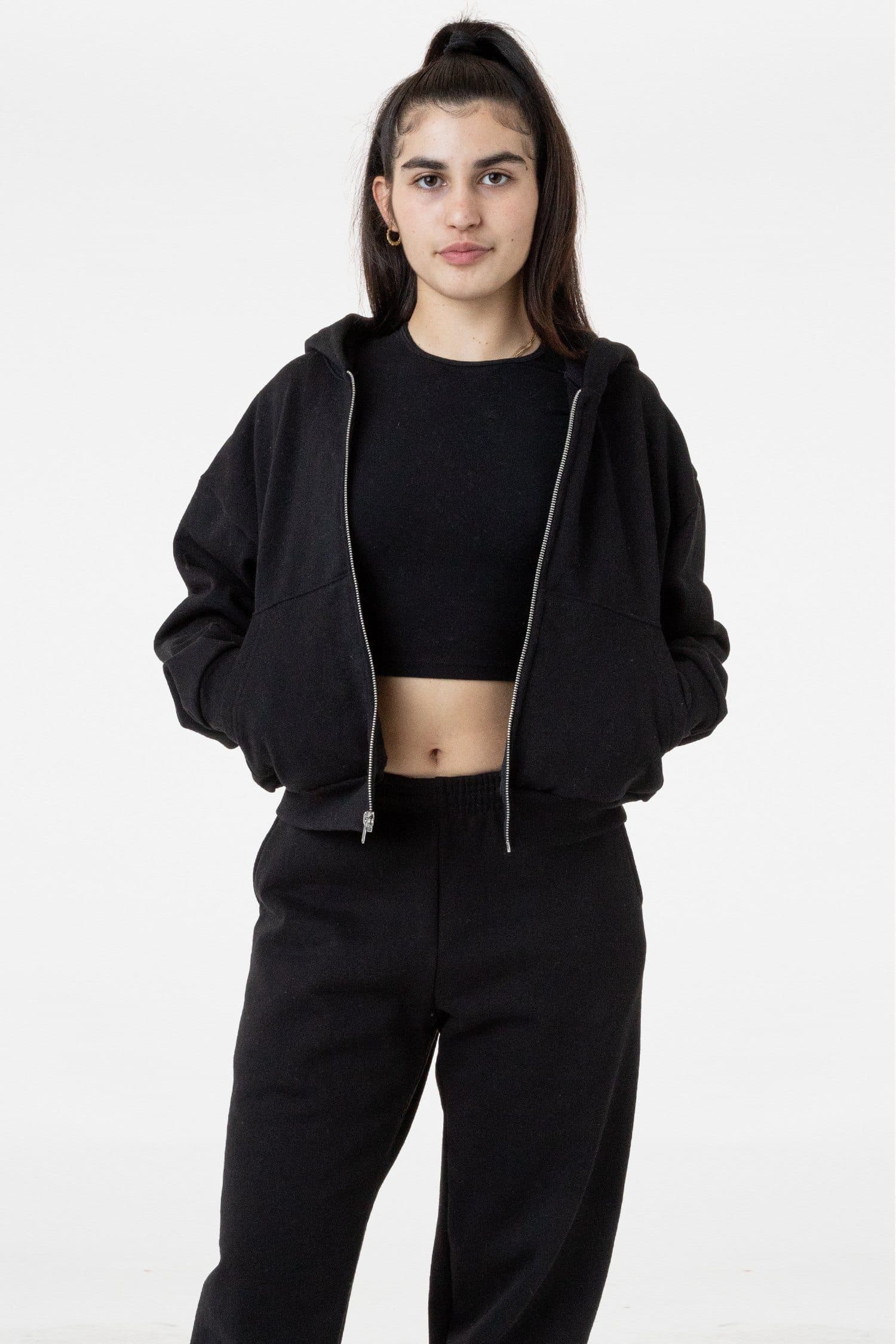 HF16 - Heavy Fleece Cropped Zip-Up Hoodie (Piece Dye) - Image 12