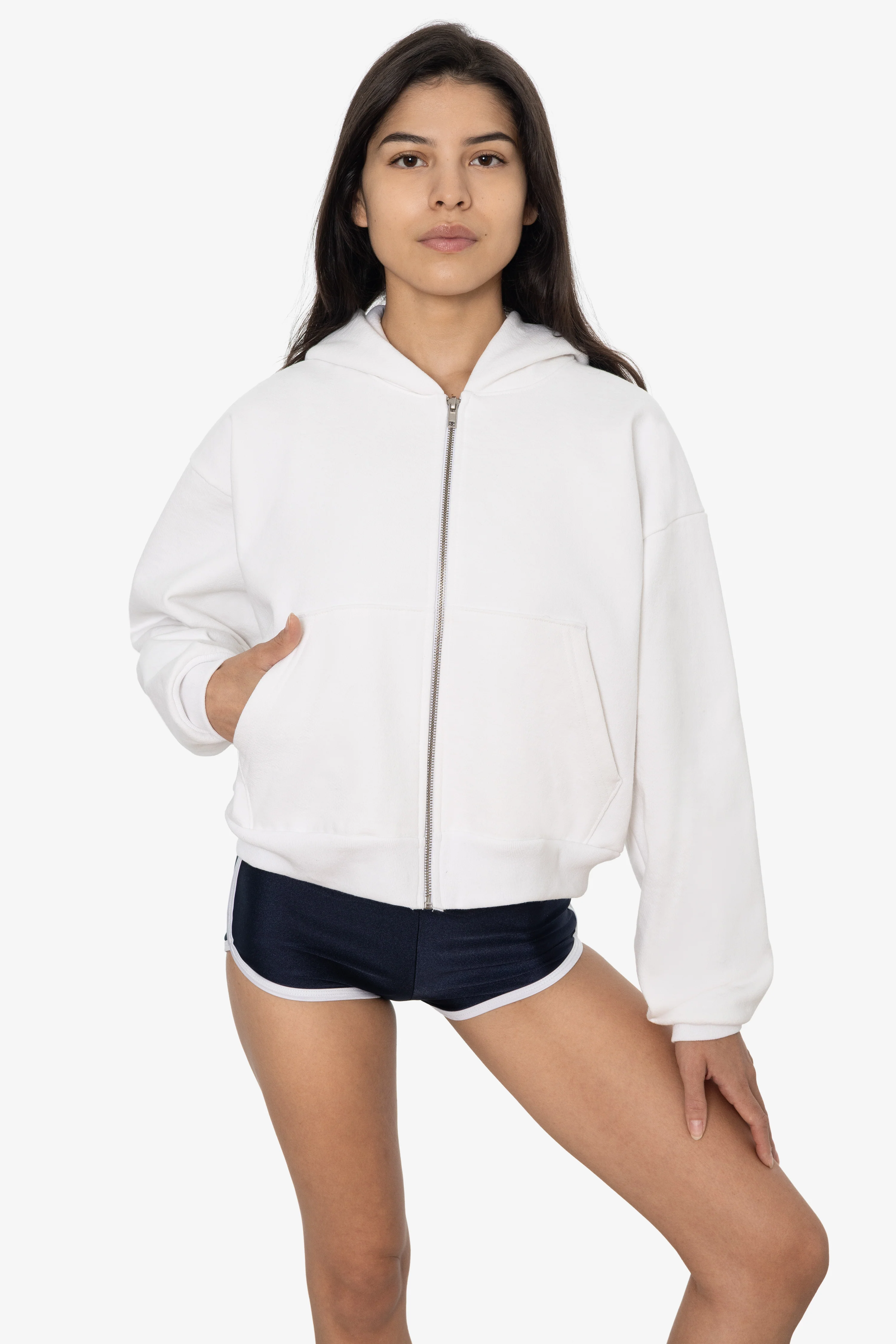 HF16 - Heavy Fleece Cropped Zip-Up Hoodie (Piece Dye) - Image 2