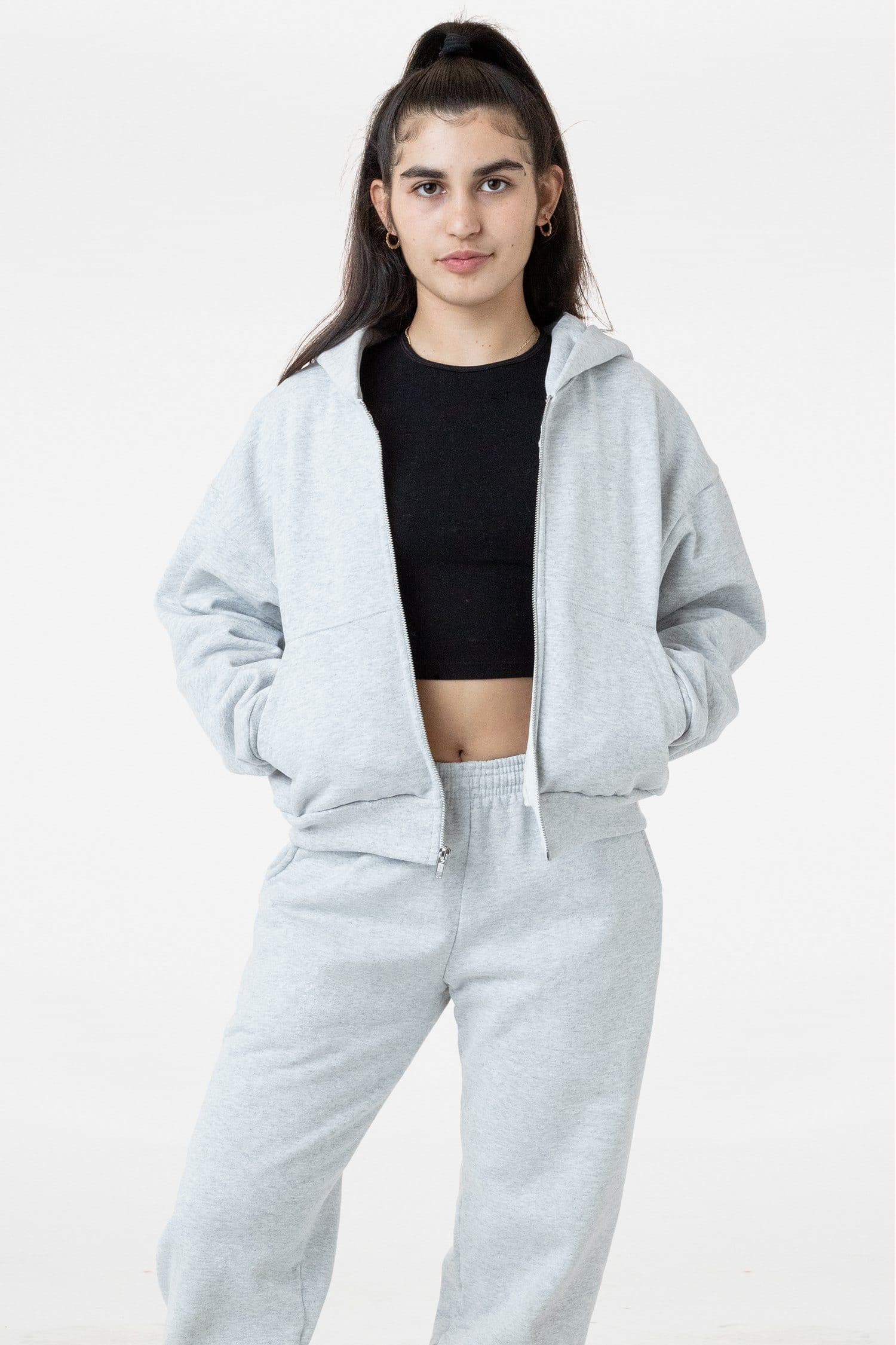 HF16 - Heavy Fleece Cropped Zip-Up Hoodie (Piece Dye) - Image 5
