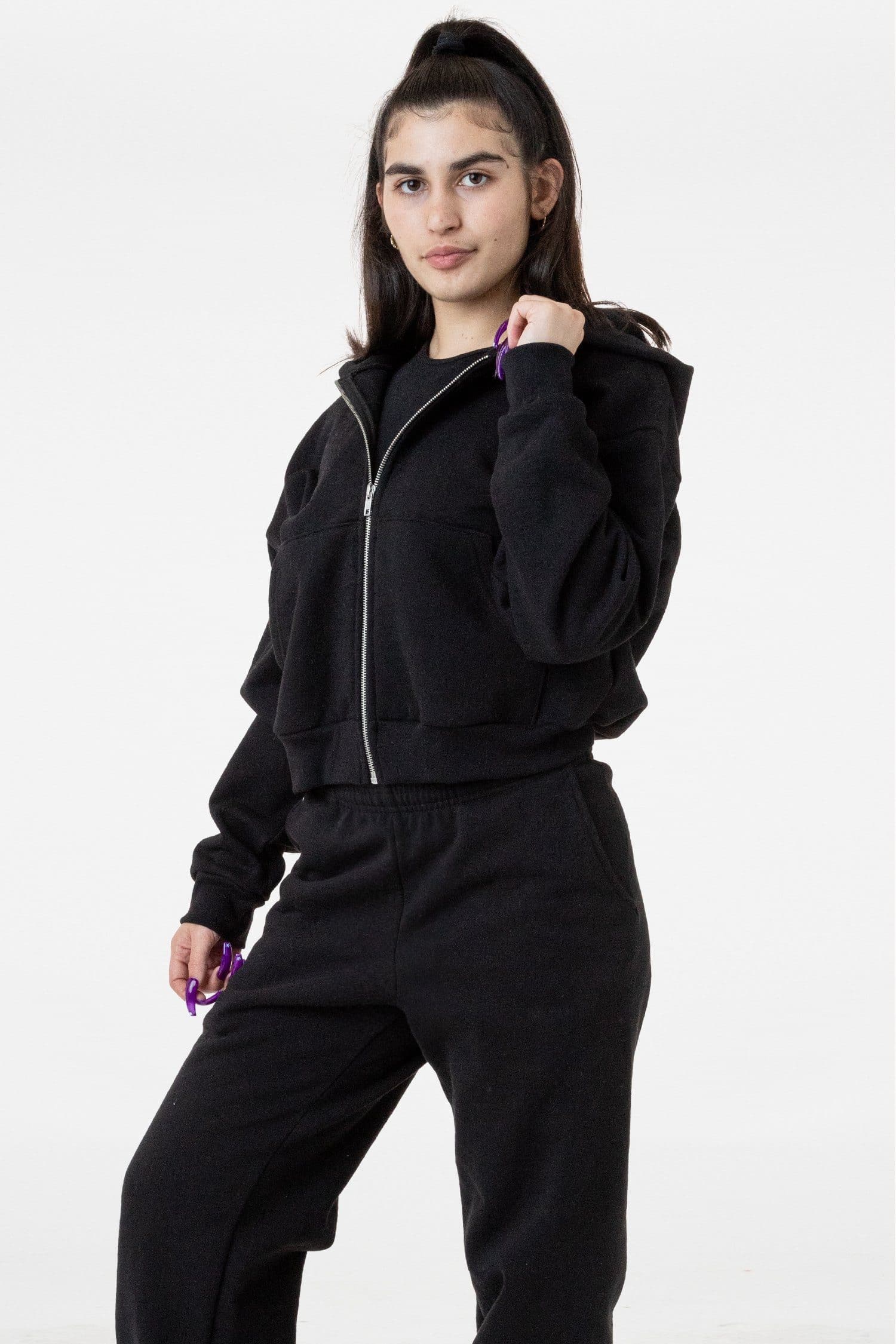 HF16 - Heavy Fleece Cropped Zip-Up Hoodie (Piece Dye) - Image 7