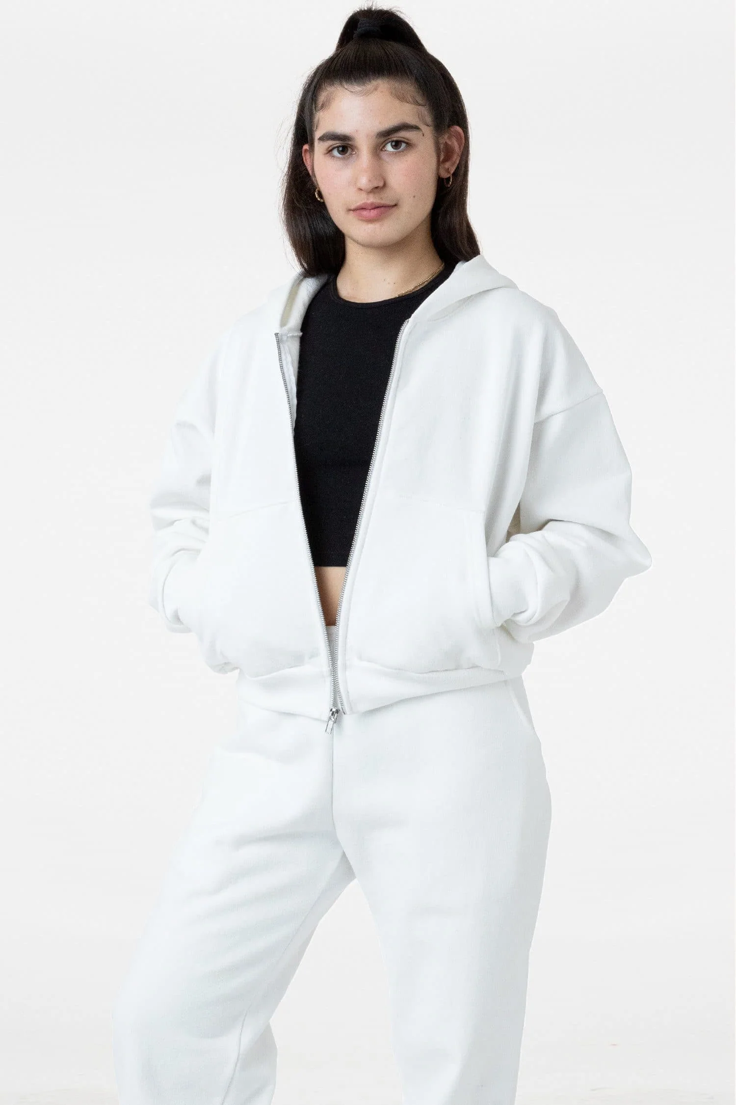 HF16 - Heavy Fleece Cropped Zip-Up Hoodie (Piece Dye) - Image 8