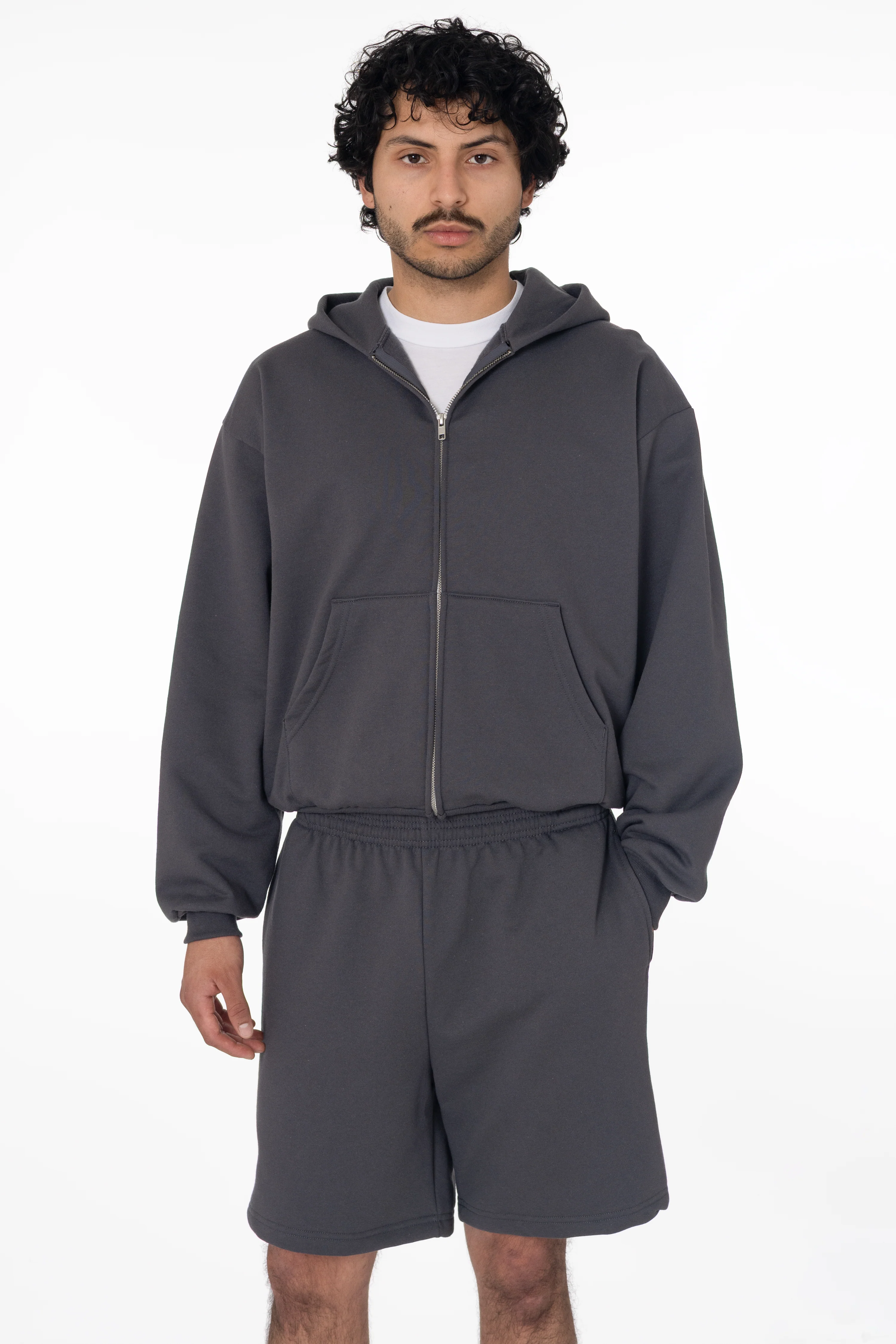 MWF02 - 10oz. Mid-weight Poly Cotton Fleece Sweat shorts - Image 2