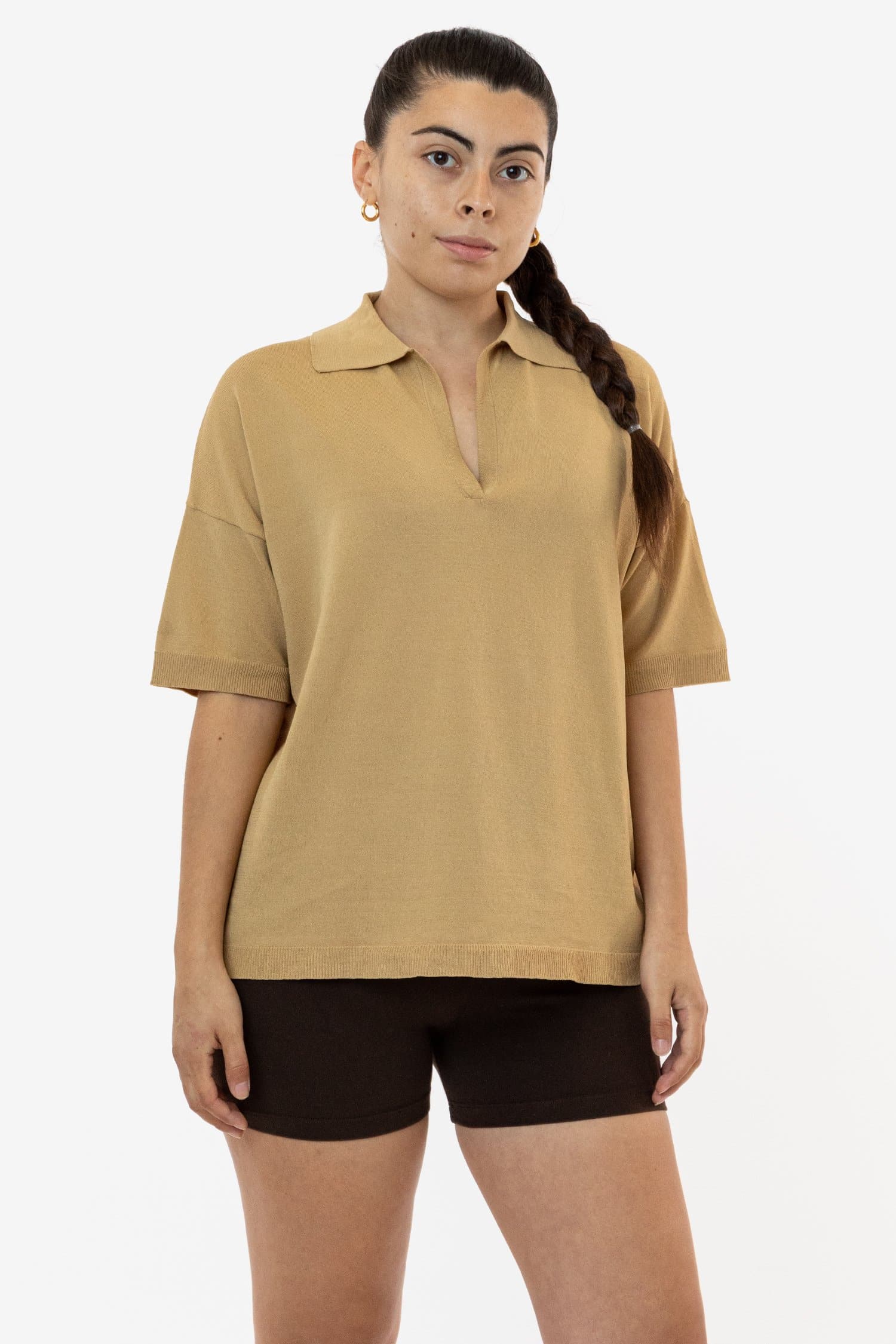 RFK371 - Viscose Nylon Oversized Knit Polo - Image 2