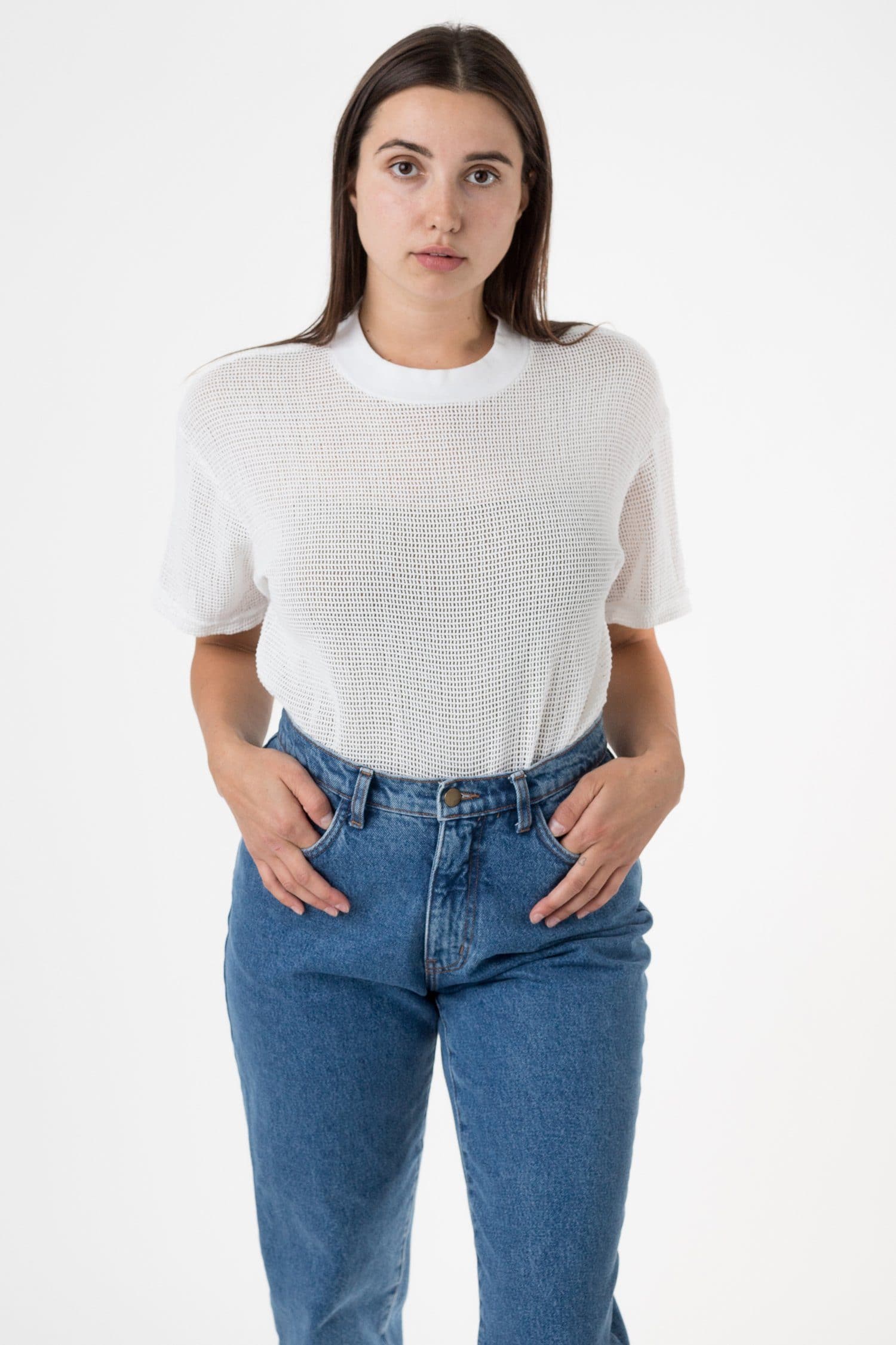 RIN401GD - Cotton Mock Neck Fishnet Garment Dye T-Shirt - Image 2
