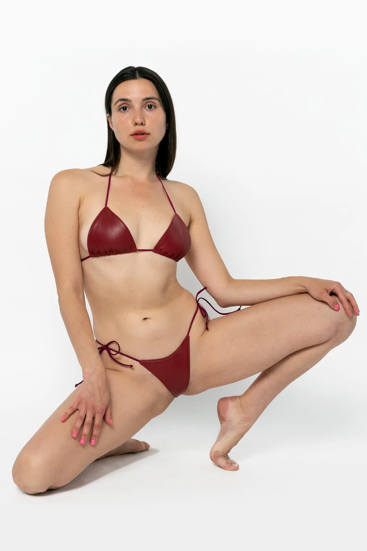 RLH3436 - Leather Nylon String Bikini Top - Image 24