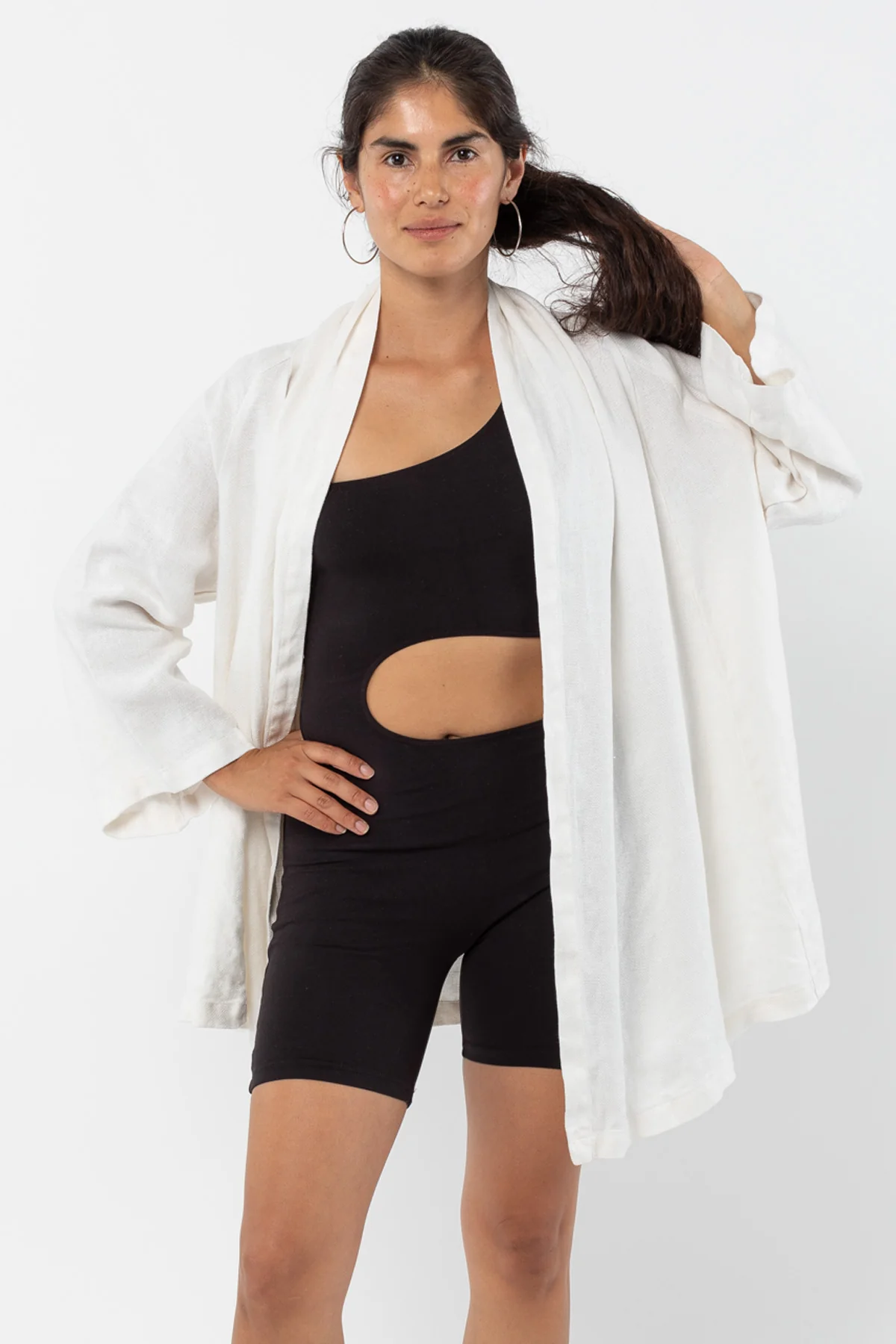 RLINBURGD - Linen Burlap Tie Front Cardigan - Image 2