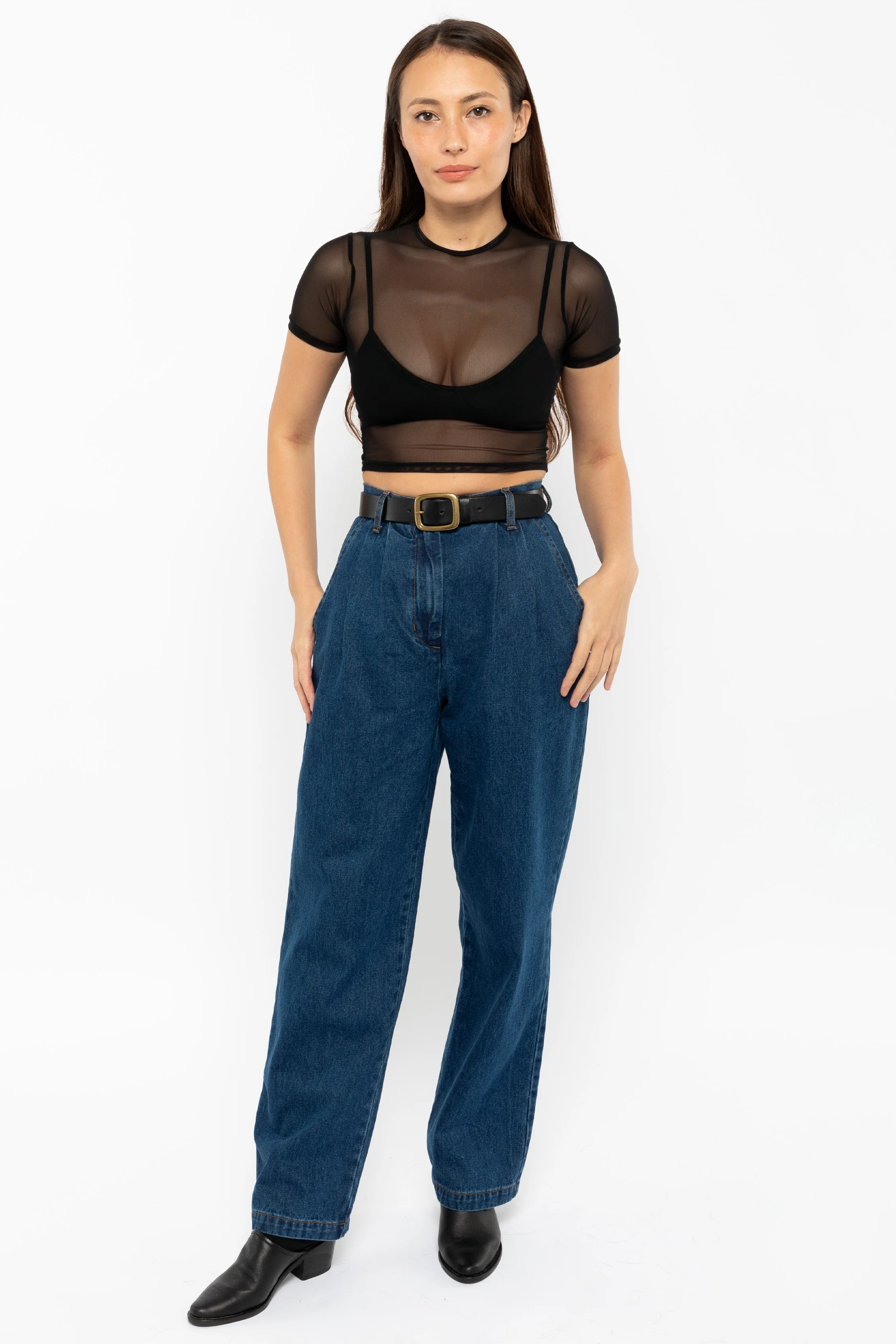 RNS078 - Micromesh Short Sleeve Crop Top Tee Shirt - Image 24