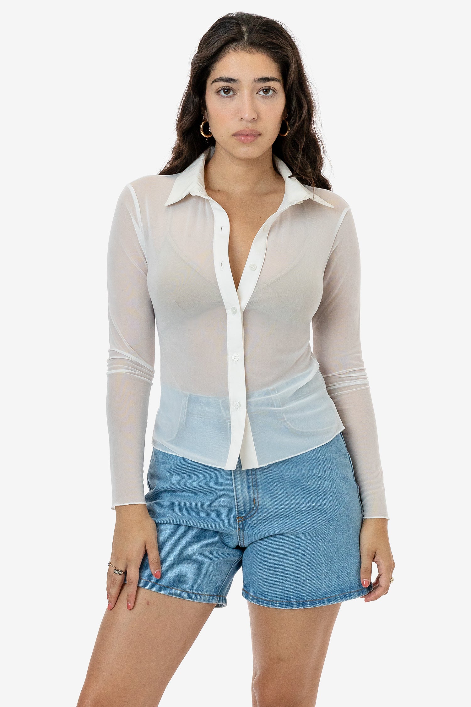 RNS745 - Micro Mesh Long Sleeve Button Up - Image 2