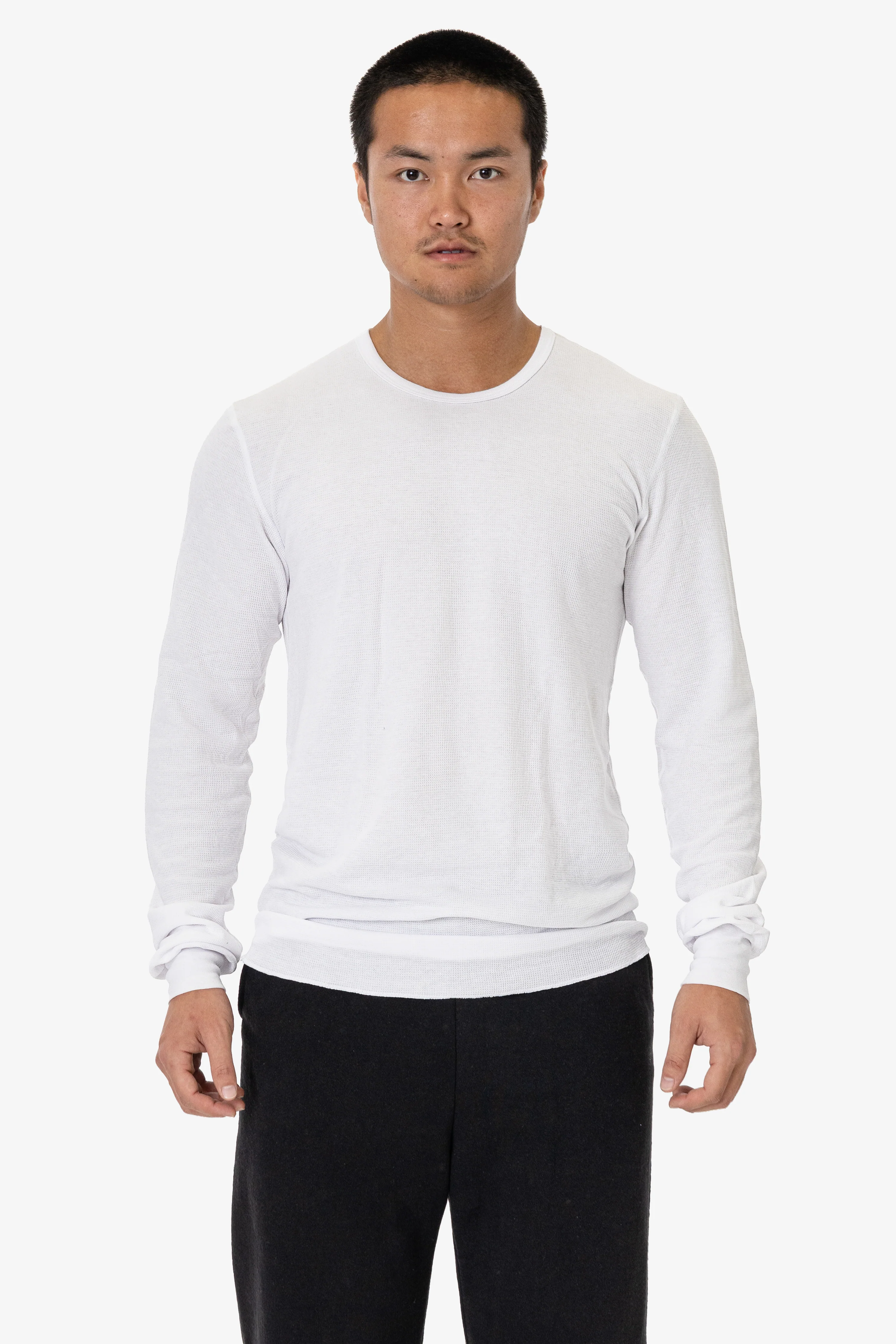 T407 - Poly-Cotton Thermal Long Sleeve Crewneck - Image 3