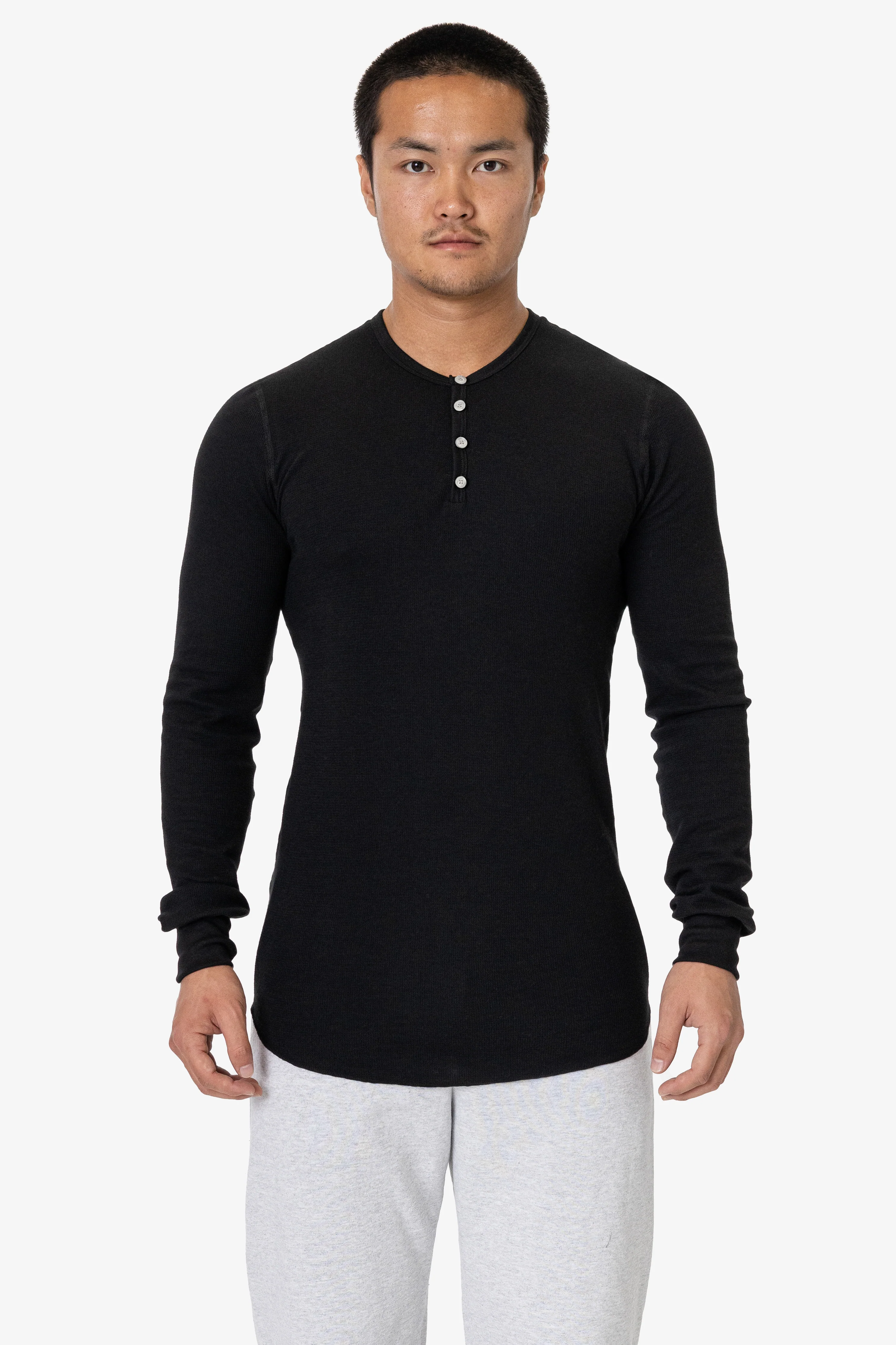 T457 - Poly-Cotton Thermal Long Sleeve Henley - Image 4