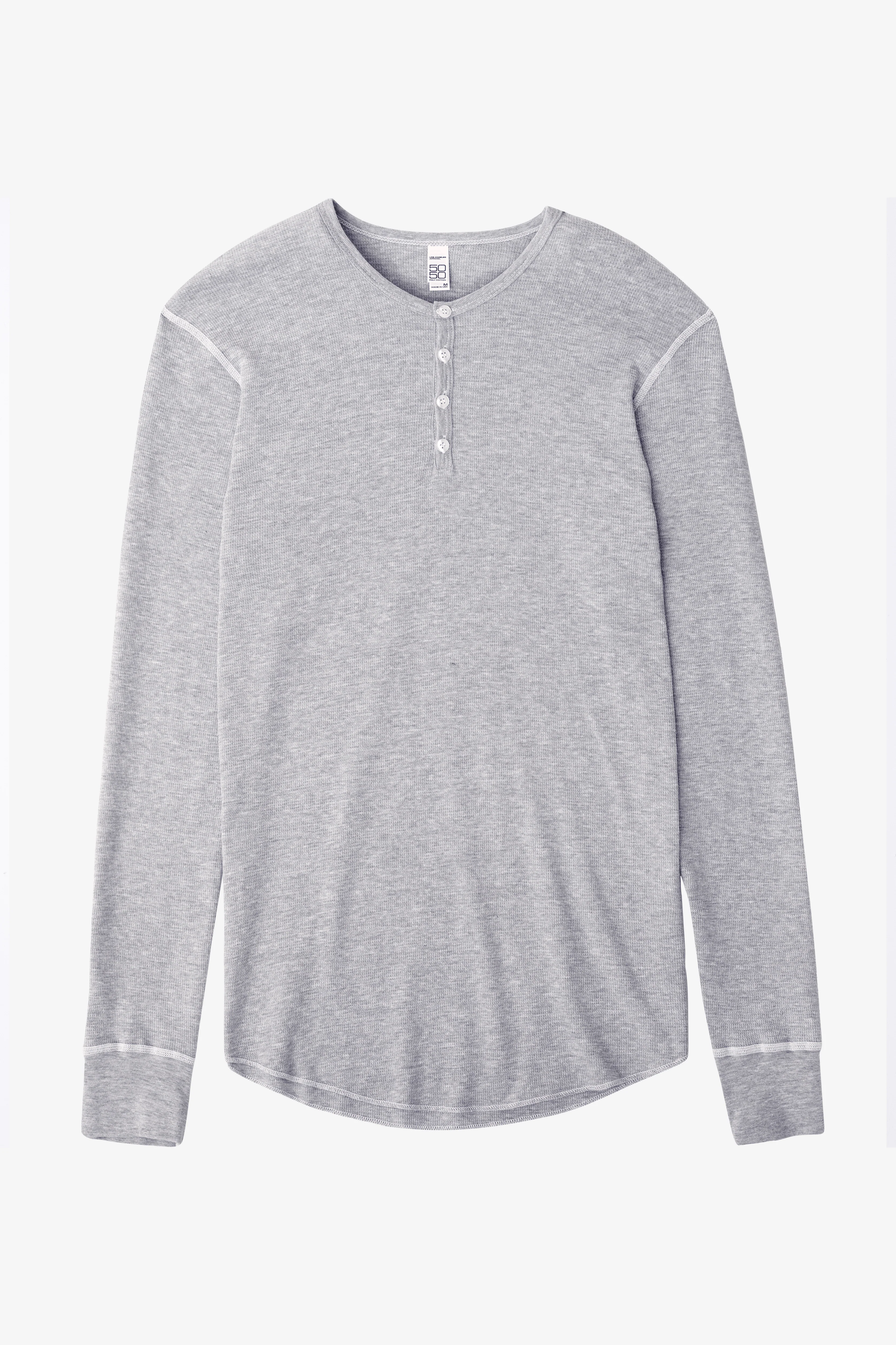 T457 - Poly-Cotton Thermal Long Sleeve Henley - Image 7