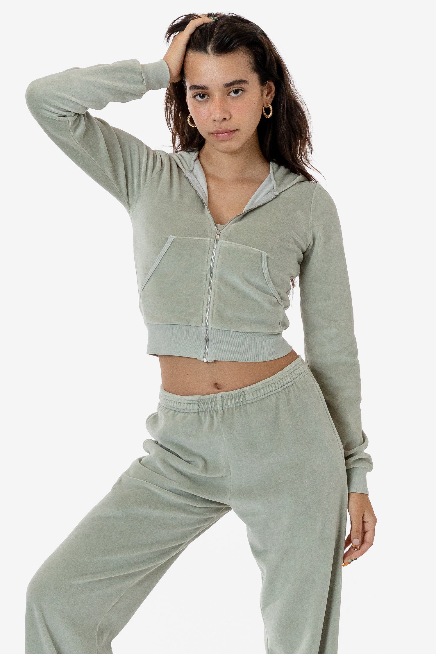 VLR310GD - Garment Dye Velour Mid-Length Zip-Up Hoodie - Image 2