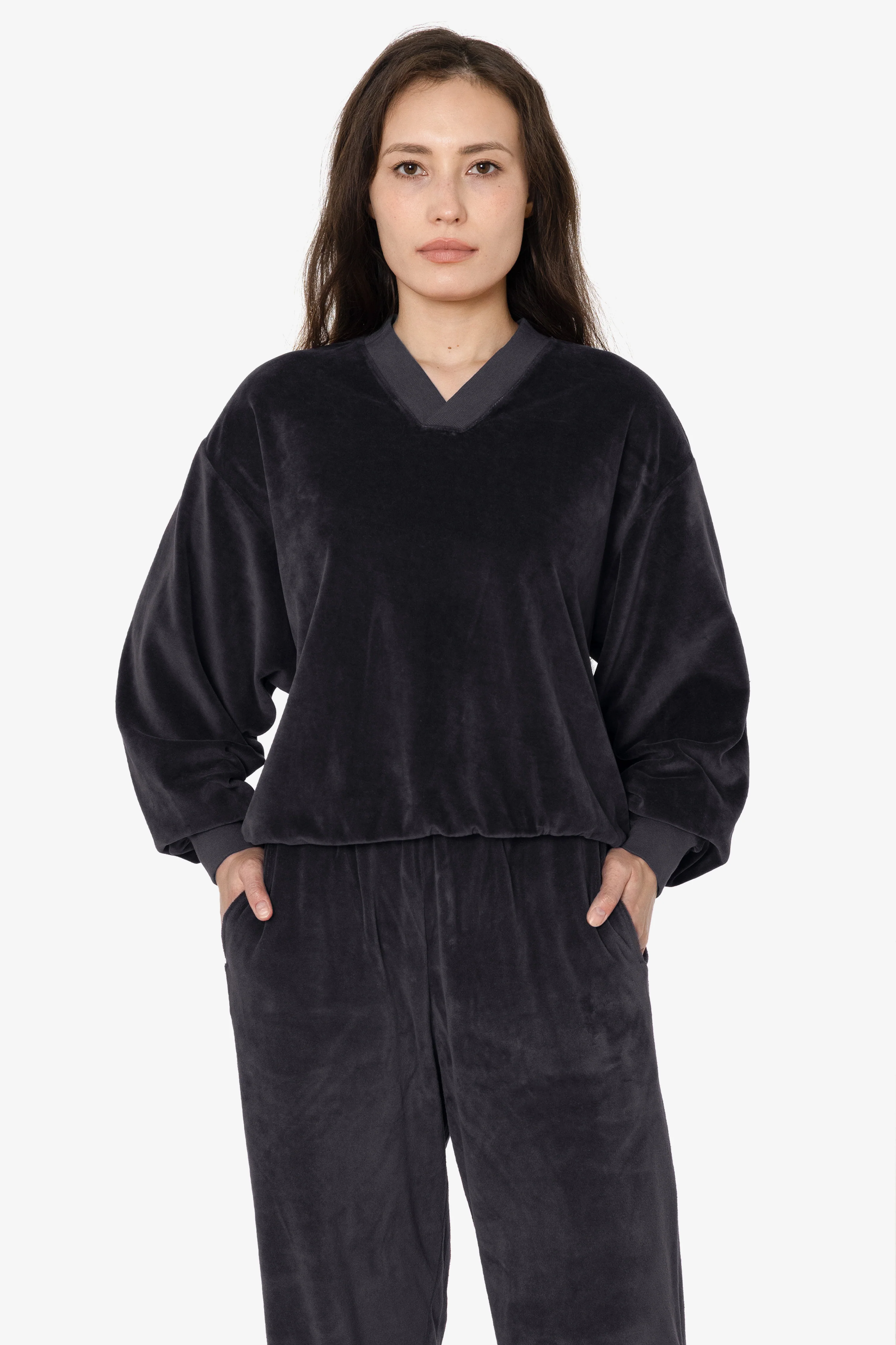 VLR56GD - Garment Dye Velour V-neck Sweatshirt